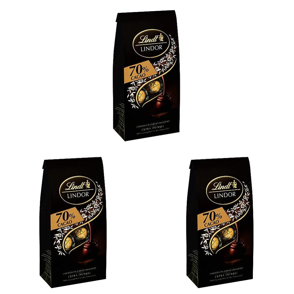 Lindor chocolate balls 70% extra dark cocoa | 137g bag | Approx. 10 balls of fine dark chocolate with melt-in-your-mouth filling | Gift of chocolate | Chocolate gift