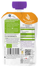 FRECHE FREUNDE Organic Fruit Pouch Banana, Apple, Raspberry, Blueberry with Oats, Fruit Puree with Cereal in a Squeezable Pouch for Babies from 6 Months, Vegan, Pack of 6 (6 x 100g)