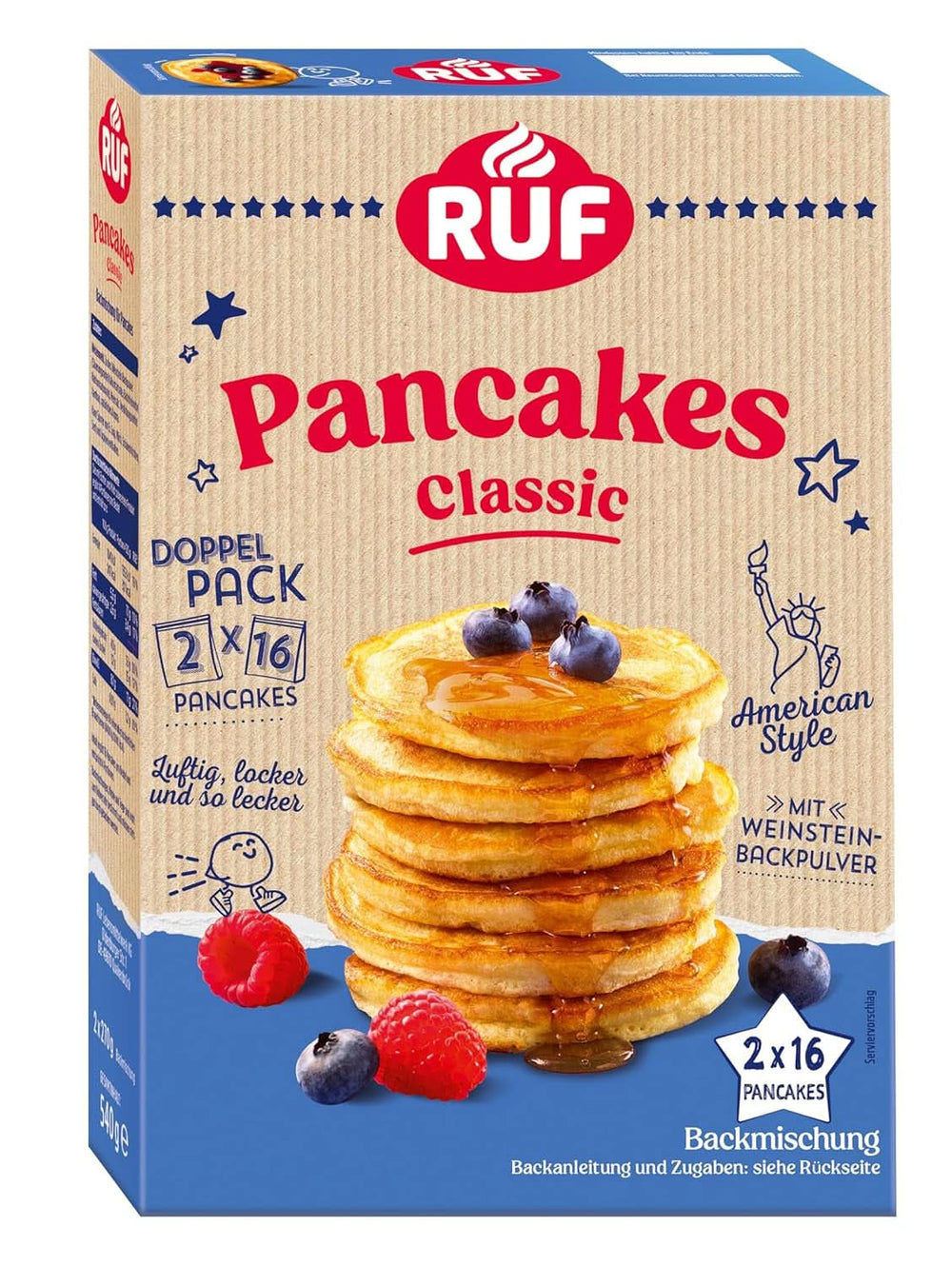 RUF Classic Pancakes American Style Fluffy Pancake Baking Mix 540 Grams Naty Shop Kitchen 2 X 270 Gram Pancakes