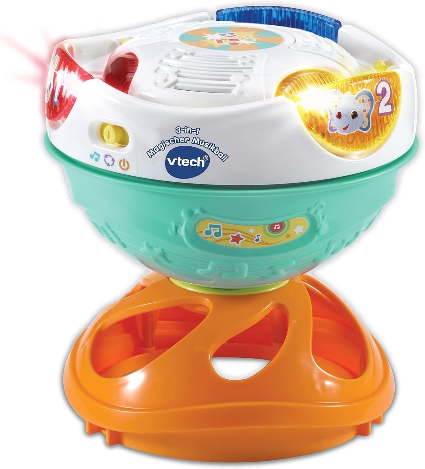 Vtech Baby 3-in-1 Magic Music Ball Jucărie interactivă pentru copii care se mișcă singură și redă muzică Pentru copii cu vârsta cuprinsă între 9-36 luni, colorată Jucarii Bebe Naty Shop