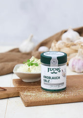 Fuchs Gewürze - Knoblauchsalz - Gewürzsalz für Dips, Saucen und Gemüse - natural ingredients - 90 g in wiederverwendbarer, recyclebarer Dose