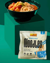 LEE KUM KEE Knife Cut Noodles - Asian knife cut noodles with a savory firm texture, ideal for wok dishes and soups, semi-dry, two servings per pack, 6 x 180g multipack