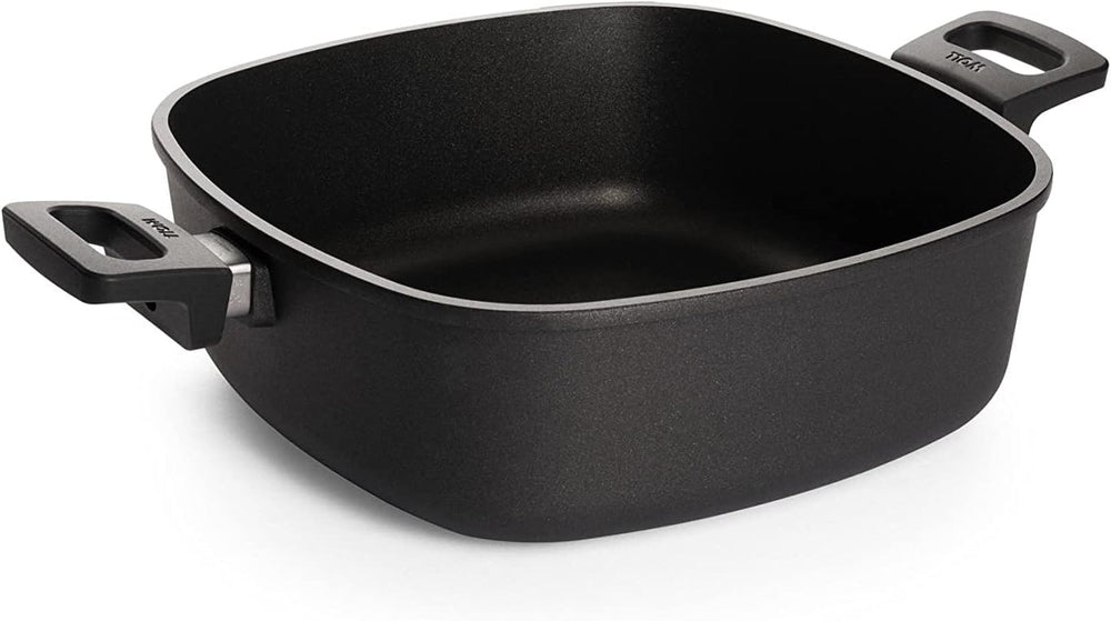 Woll Nowo Titanium Guss-Kasserole Viereckig - Induktiv -, 28 X 28 Cm, 10 Cm Hoch, 6.0 Liter, Mit 2 Seitengriffen - Geeignet Für Alle Herdarten, Aluminium, Backofenfest, Schwarz Molds and trays for baking Naty Shop