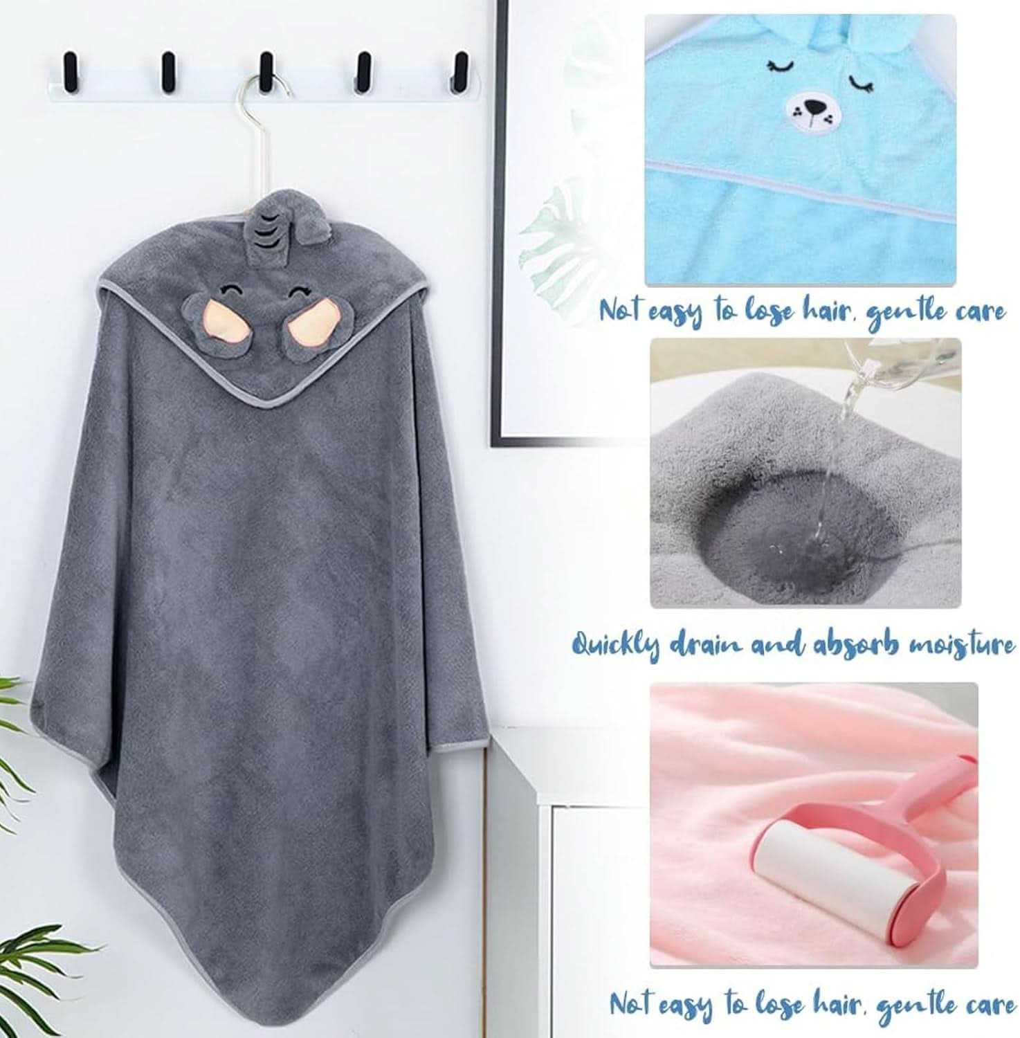 Pachet de 3 prosoape pentru bebelusi cu gluga 80 x 80 cm Mama si Copilul Naty Shop