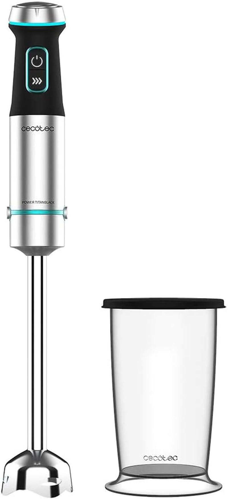 Cecotec Stabmixer Power Titanblack 1500 XL Perfectcream&Crush. 1500 W, Crossblades Technologie Mit 4-Klinge-Blättern Mit Schwarzer Titan-Beschichtung, Extralangem Fuß, Spritzschutz-Klingeneinsatz Mama si Copilul Naty Shop 1200 W 1 Zubehör