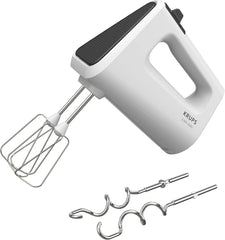 Krups GN4001 3 Mix 4000 Hand mixer | 450 Watt | Robust Design | Variable speed controller | Turbo-Und Auswurf-Funktion | Incl. 2 Rührbesen Und 2 Knethaken | Weiß/Grau Kitchen Naty Shop
