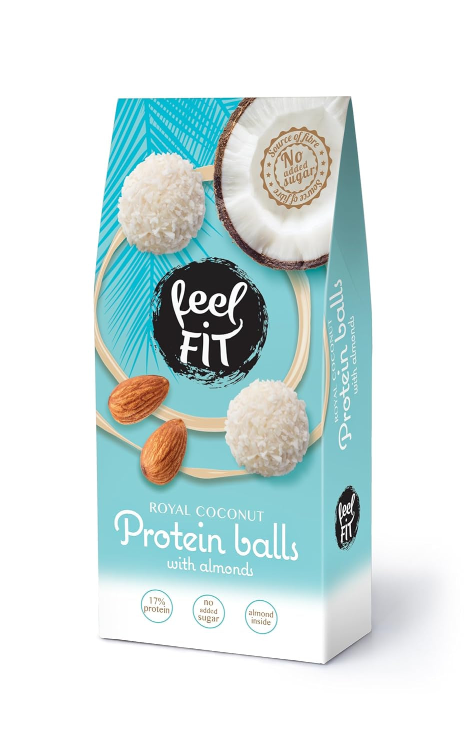 Sugar-free coconut pralines with almonds, feel FIT, no added sugar, 17% protein, 63 g