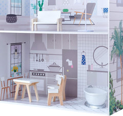 Teamson Kids Casa de păpuși gigantică Olivia's Little World cu mobilier și accesorii, casă de păpuși din lemn, joc cu 3 etaje pentru păpuși de 30 cm, vârste 3+