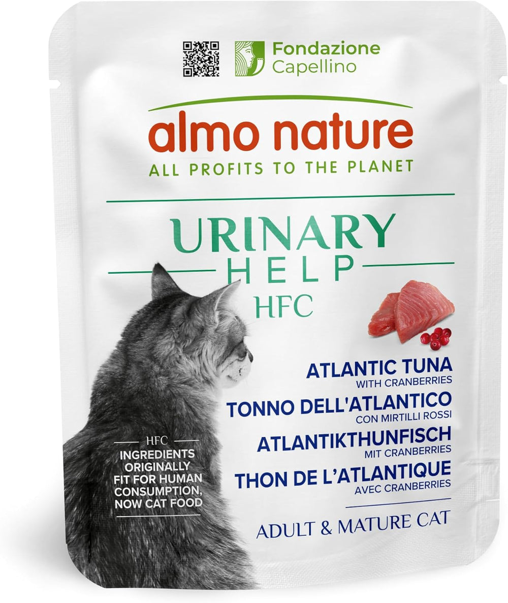 Almo Nature HFC Urinary Help - Nassfutter für Katzen - Unterstützung für die Harnwege - Atlantischer Thunfisch & Cranberries - Human Grade, Monoprotein, Glutenfrei - 24x50g