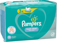 Pampers Fresh Clean Baby Wipes 81688041, 3x52 Pieces, (Baby Wipes, Plastic Bag, Girl/Boy, Turquoise, White, Germany, 896.7g)