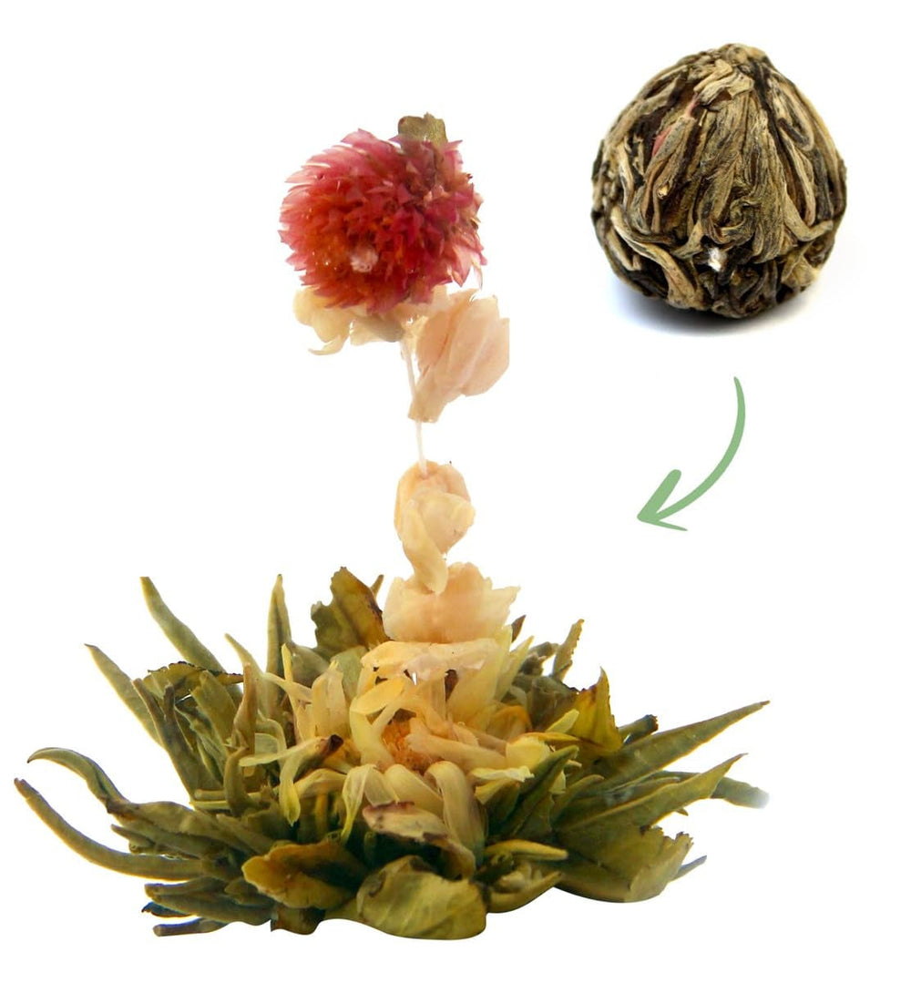 Flori de ceai âTHREE FLOWERâ 1 bucatÄ de ceai | Frunze de ceai verde - Flori de gÄlbenele - Flori de cresson european | Ideal pentru iubitorii de ceai | Ceai verde | Ceai de flori | 6G