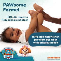 Șervețele umede Pampers Harmony Aqua pentru bebeluși, Patrula Cățelușilor, 15 pachete a câte 48 de șervețele, 720 de șervețele umede pentru bebeluși care ajută la restabilirea echilibrului natural al pH-ului pielii, loțiune ușoară cu 99% apă
