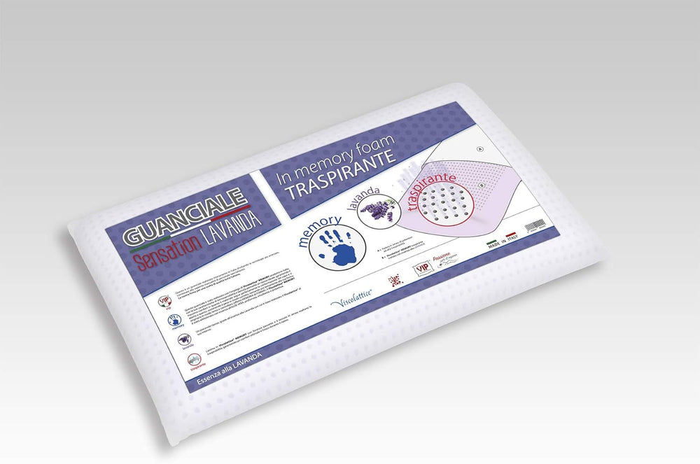 V.I.P. Very Important Pillow Pernă de săpun, bucle, spumă de memorie, cu tratament lavanda, 42 X 72 X 11, Made in Italy, alb, C.854492 Perne standard Naty Shop Săpun alb cu gaură de buclă Viscolattice Memory Con Trattamento Lavanda - Saponetta