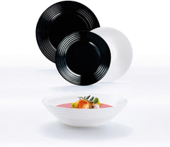 Harena N&b Glasgeschirr, 18-teilig, für 6 Personen, Weiß und Schwarz