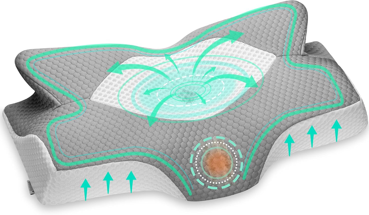 Elviros pernă ortopedică din spumă de memorie, pernă cu glisieră laterală pernă de susținere a gâtului, pernă pentru dureri de gât, pernă ergonomică de dormit pentru dureri de gât și umăr, 64 X 12,5/10,5 X 38Cm Perne ortopedice cervicale Naty Shop Gri argintiu 54 X 11/9 X 33 Cm