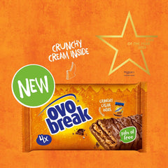 Ovomaltine OVO BREAK Wafer and Chocolate Bar - a crunchy snack with the unmistakable taste of our popular Creme Crocante, naturally without palm oil (4 x 39g)