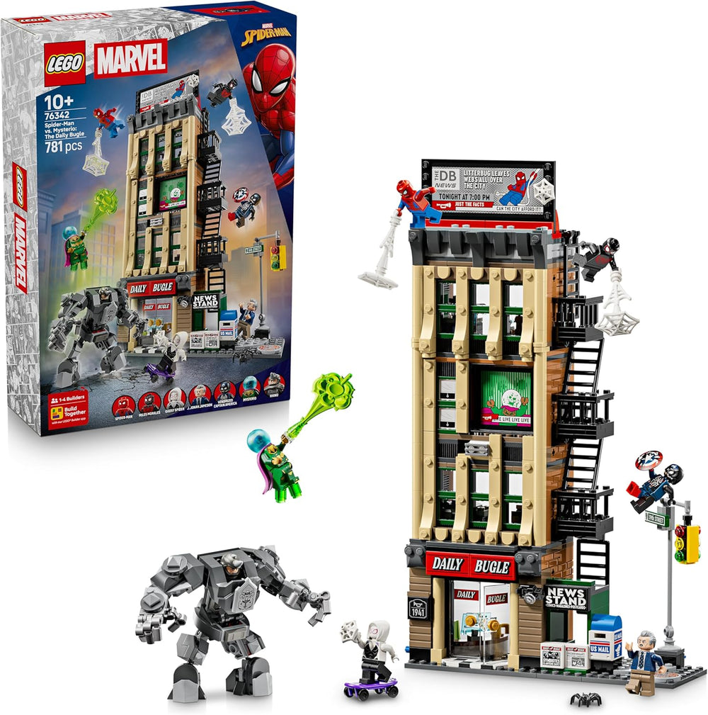 LEGO | Marvel Spider-Man Vs. Mysterio: Daily Bugle - Superhelden Spielzeug mit Mech Actionfigur und 7 Minifiguren - Kinder Geschenk für Jungen ab 10 Jahren, Mädchen und Fans - 76342