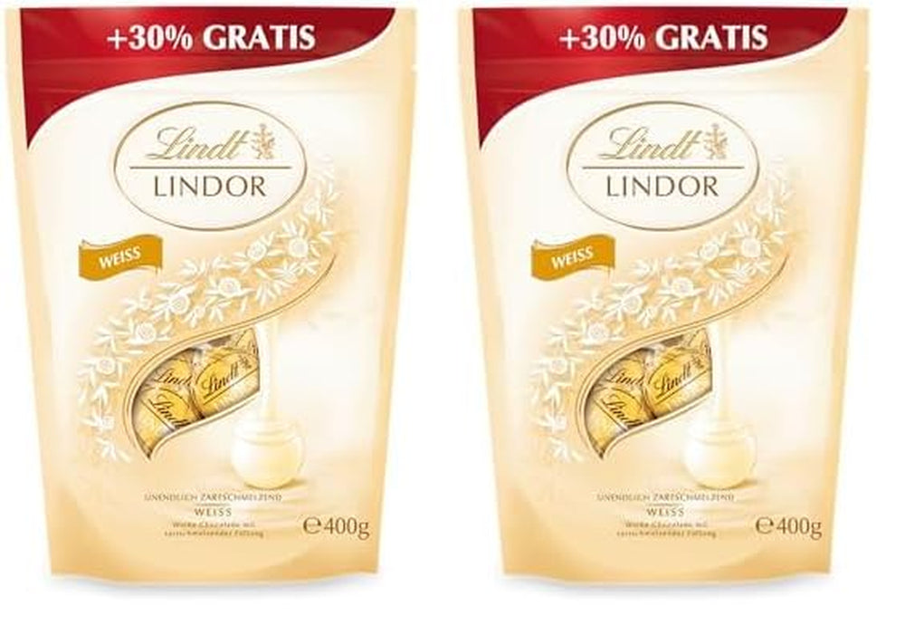Lindor White Chocolate Balls | 400g Approx. 30 white chocolate balls with melt-in-your-mouth filling | Gift of chocolate | Chocolate gift (pack of 2)