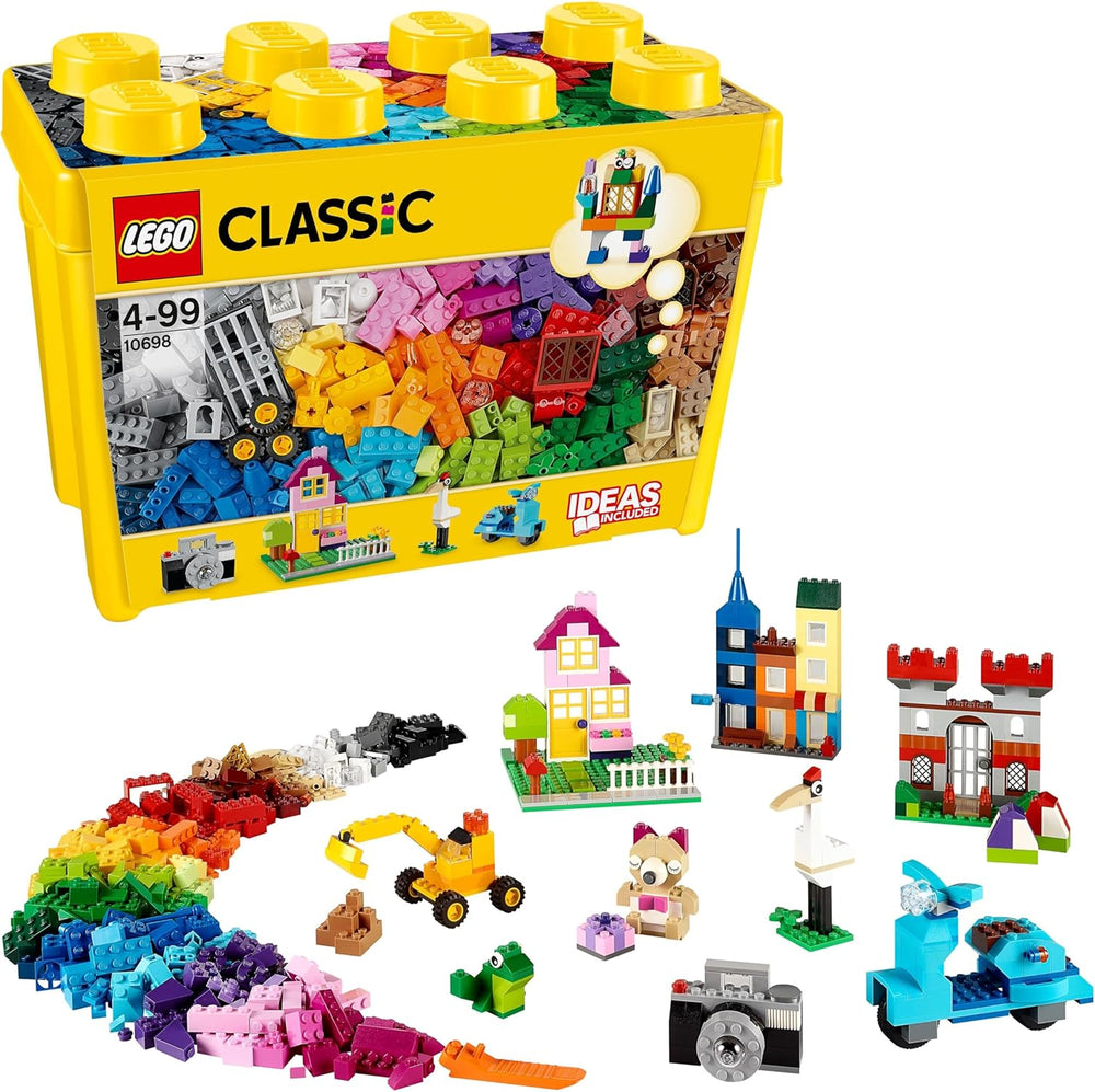 LEGO Classic Big Building Blocks Box, Construction Toy for Girls and Boys with Storage Box, Contains Colorful Bricks, Tires, Doors, etc. in 33 colors, gift for children from 4 years 10698