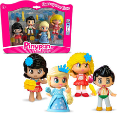 Pinypon – 4er-Pack Märchenfiguren, enhtät Goldlöckchen, Eisprinzessin, Prinz der Wunderlampe und Meerprinzessin, über 20 thematische Accessoires, Famosa (PNY87000)