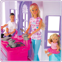 Simba 104661996 - Steffi Love Dreamhouse, Large Playhouse, 4 Rooms, NO PUPPETS, 84cm High, Two Tiers, Functional Bell, Collapsible Naty Shop Dollhouses