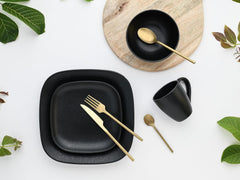 Creatable, 16818, Serie Magic Black Square, 16-Teiliges Geschirrset, Kombiservice Aus Steinzeug, Spülmaschinen- Und Mikrowellengeeignet, Made in Portugal Seturi vesela masa Naty Shop