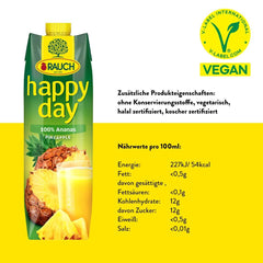 Rauch Happy Day Pineapple | Explosion of tropical flavors | Made from 100% concentrated pineapple juice | 6 x 1 liter, Tetra Prisma Alcohol-free drinks Naty Shop