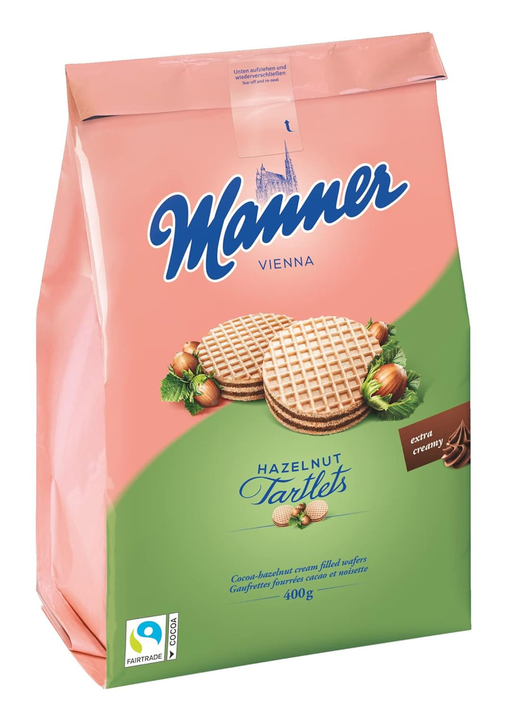 Tartele Manner | Fursecuri crocante cu cremă de alune | 1 pachet (400 g)