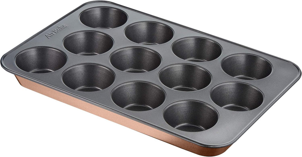 Tefal Airbake J2555014 Muffinform, Antihaftbeschichtung, Karbonstahl, Braun, 29 X 41 Cm Molds and trays for baking Naty Shop