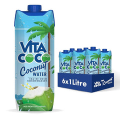 Vita Coco Pure Coconut Water 6 x 1 liter, natural moisturizer with electrolytes, gluten-free, full of vitamin C and potassium Naty Shop 6 x 1 liter Coconut water (original)