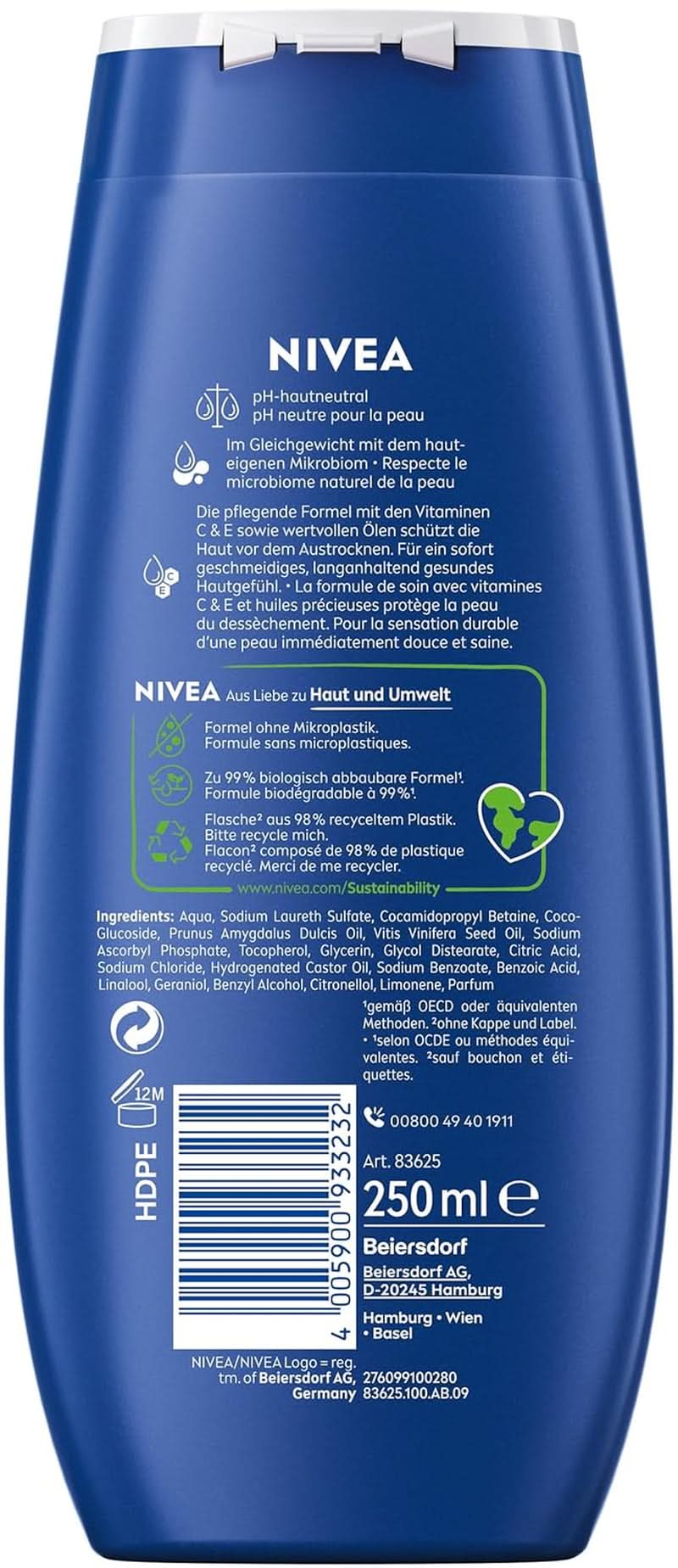 NIVEA Creme Care, gel de duș cu vitamine și uleiuri esențiale, 250 ml Duș și baie Naty Shop