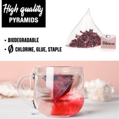 ORIGEENS CEAI DE HIBISCUS BIO Calitate premium - 50 pliculeÈe | Flori de hibiscus uscate bio pentru ceai, ceai de fructe, ceai rece, ceai karkade | Ceai de hibiscus pentru curÄ de detoxifiere Èi drenaj
