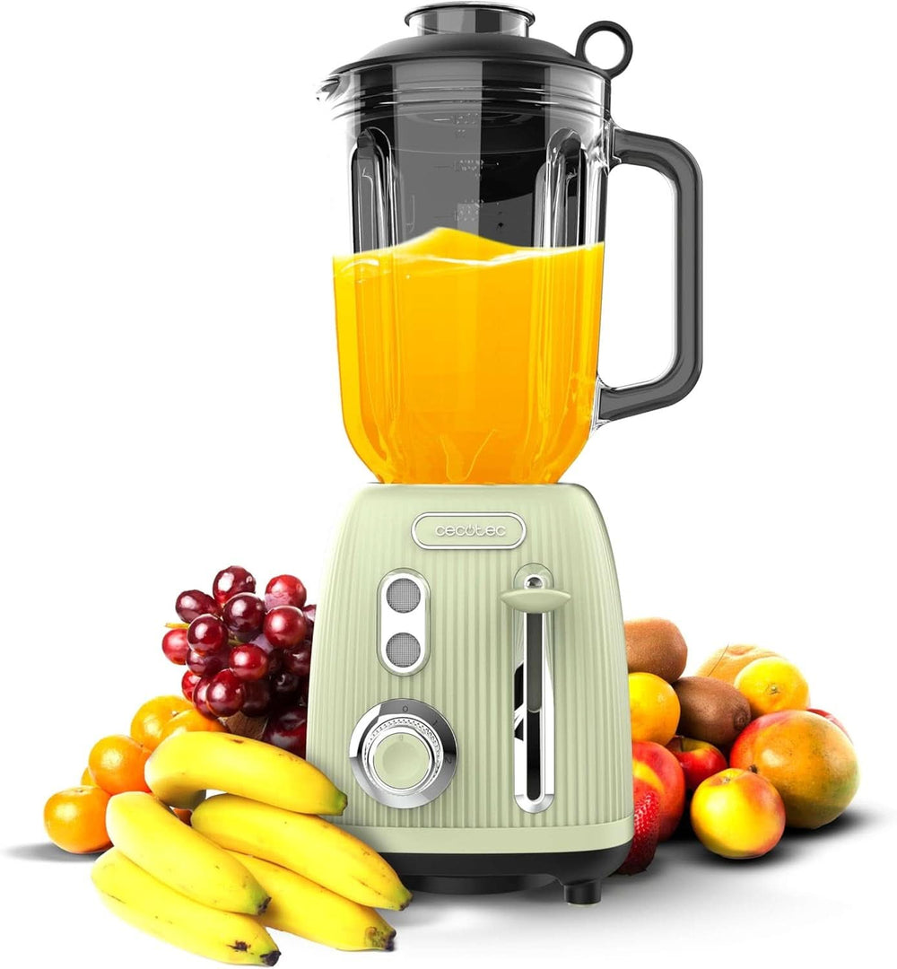 Cecotec Standmixer Retro Power Black Titanium Retrogreen. 1200W Maximale Leistung, 2 Geschwindigkeiten, 4-Klingen-Messer Mit Schwarzer Titanbeschichtung Und 1.5L Krug, Vintage-Design in Grün Kitchen Naty Shop Green