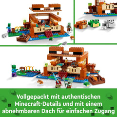 LEGO Minecraft The Frog House, toy house with figures including zombie, slime and drowning man, plus accessories such as toy boat and workbench, gift for boys and girls from 8 years old 21256 Building sets Besuche den LEGO-Store