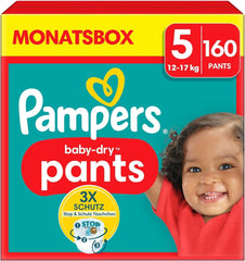 Pampers Windeln Pants Größe 5 Baby-Dry, 160 Windeln, 12Kg-17Kg, 360° Fit Hilft, Auslaufen Zu Verhindern Mother and Child Naty Shop 5 (160 pcs) New