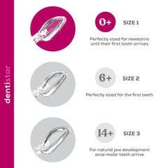 Suzetă din silicon Dentistar®, pachet de 3 – mărimea 1, suzetă 0-6 luni – prietenoasă cu dinții și maxilarul, cu etapă dentară – fără BPA – fabricată în Germania – floare de cireș