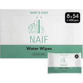 Naïf Plastic Free Baby Wipes 432 Pieces (8 Pack x 54 Wipes) - Care for Baby's Bottom, Body and Face - 99% Water - 0% Fragrance & Alcohol - Box of Sustainable Wet Wipes, Sensitive Eucalyptus