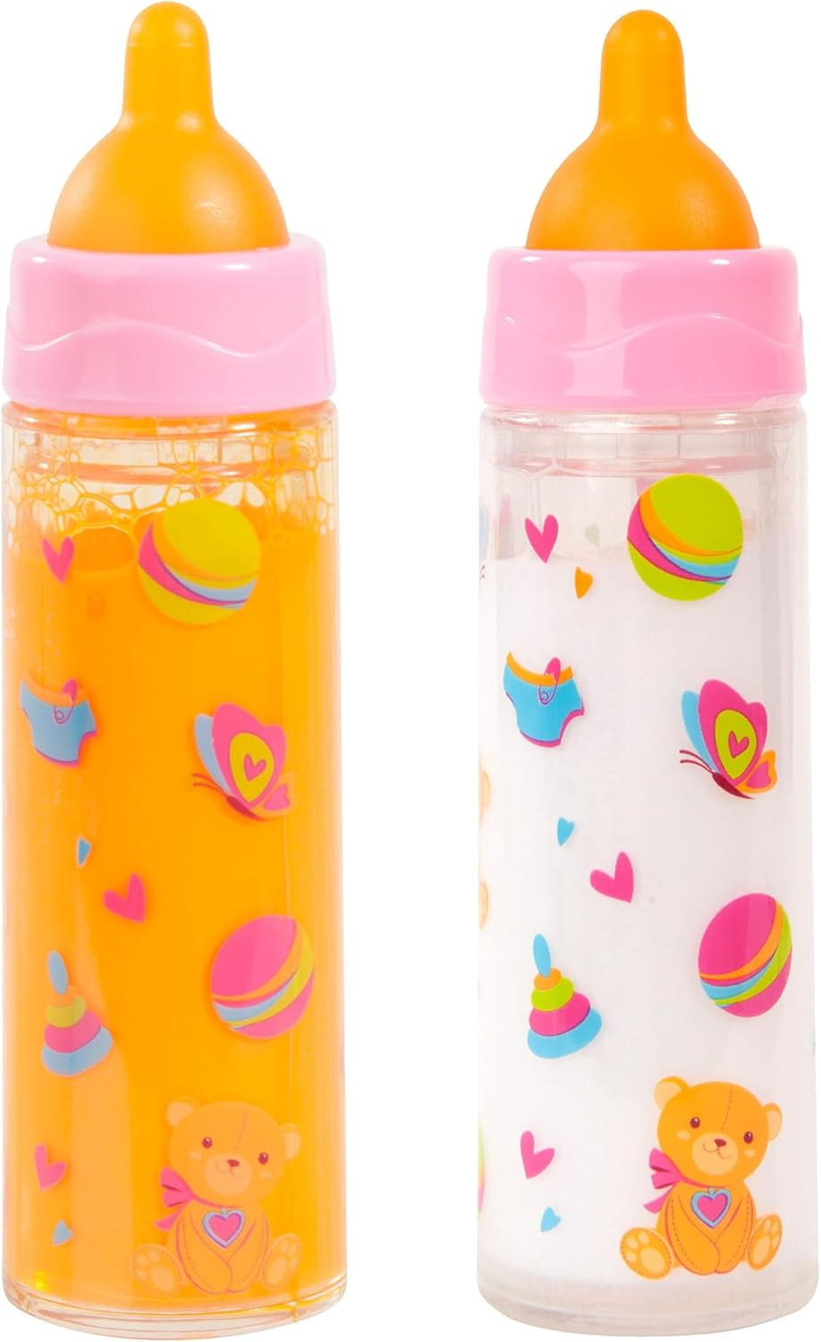 Bayer Design 79201AE Sticlă Magică, Sticlă de Lapte, Sticlă de Băut, Accesoriu pentru Păpuși, Alb și Portocaliu