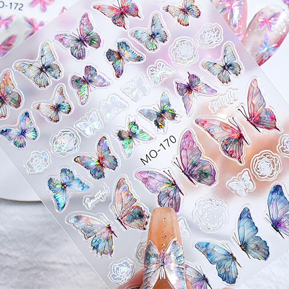 5D în relief fluture unghii autocolante autoadezive fluturi decorare unghii autocolante aurora fluture unghii arta autocolante accesorii unghii design fluture unghii autocolante nail art autocolante