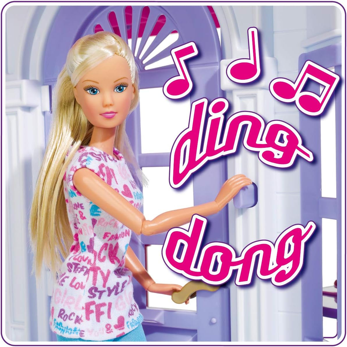 Simba 104661996 - Steffi Love Dreamhouse, Casă de joacă mare, 4 camere, FĂRĂ PUPPETS, 84cm înălțime, Două etaje, Clopoțel funcțional, Pliabil Casute de papusi Naty Shop