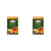 Ahmad Tea - Mango & Lychee - Ceai verde cu mango și litchi - Cu bucăți de fructe - Plicuri de ceai ambalate individual, cu aromă sigilată, cu 2 g de ceai per porție - 20 de pliculețe de ceai cu bandă (pachet cu 2)