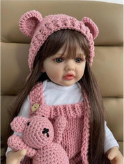 Păpuși Reborn Baby de 22 de inch, vinil din silicon pentru întregul corp, bebeluș realist, păpușă lucrată manual, păpuși Reborn Baby nou-născut cu haine tricotate