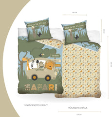 Set de lenjerie de pat pentru copii, animale, 100% bumbac cu fermoar Lenjerie de pat - copii Naty Shop