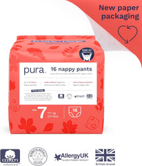 Eco-Friendly Panties, Size 7 (17kg+), 16pcs, Disposable Underwear for Sensitive and Allergic Skin, Fragrance Free, Side Draw