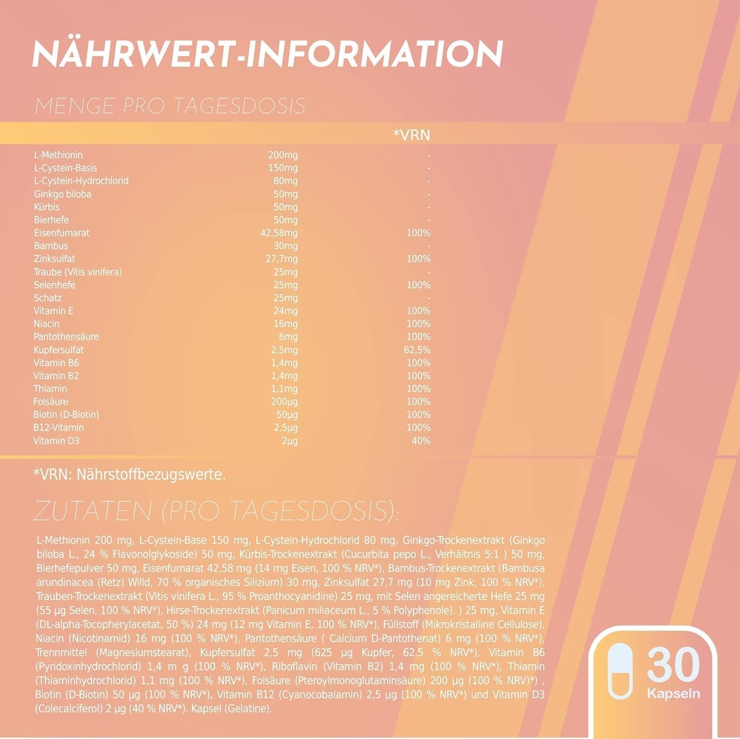 Healthy Fusion Haircomplex, eficient împotriva căderii părului, 30 capsule Ingrijire par Naty Shop