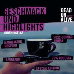 DEAD OR ALIVE QUATTRO – Espresso Bohnen – Arabica-Robusta Blend – Mild & Aromatisch – Feine Crema – Ganze Bohnen 1 kg – Geröstet in Italien