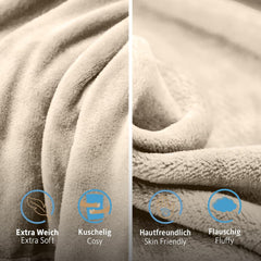 Komfortec fluffy blanket, comfortable blanket, fleece blanket, Oeko-Tex certified, super soft, 150X200 Cm, 260 G/M², beige Beds and Blankets Besuche den Komfortec-Store
