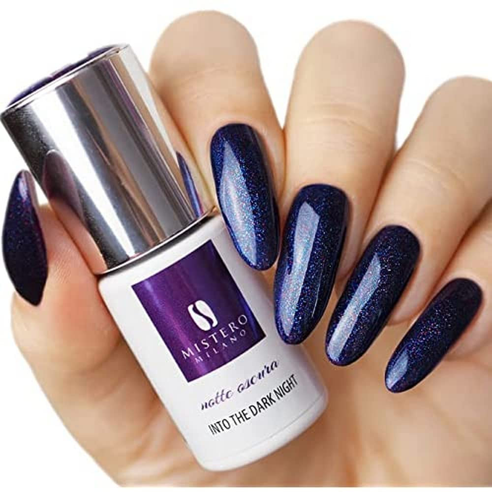 Mistero Milano UV Glitter Nail Polish - LED Nail Polish - Glitter Hybrid - Full Coverage - 7ml Into the Dark Night