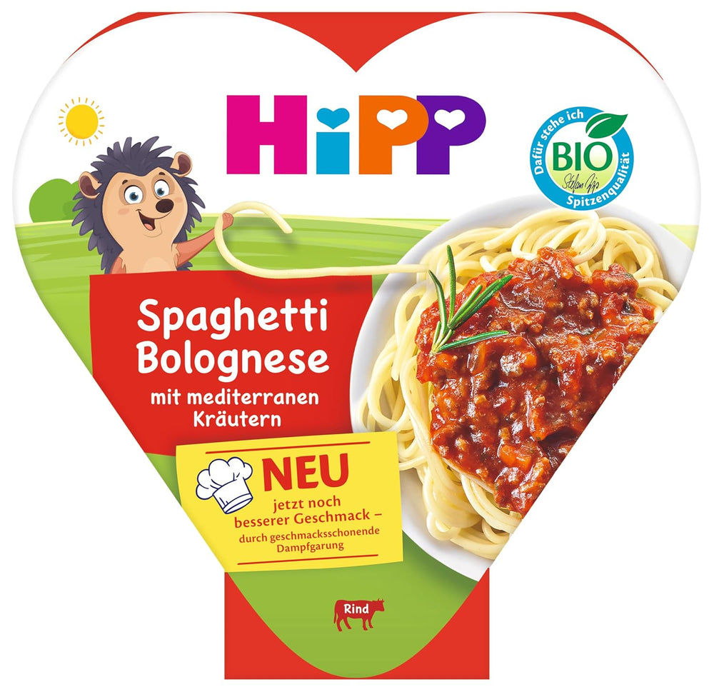 HiPP organic Spaghetti Bolognese with Mediterranean herbs (6 x 250g), suitable for children from 1 year, lightly steamed, seasoned for children, organic quality