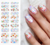 JMEOWIO Nagelfolie UV Härtend Bunter Blumenglitzer UV Gel Nail Strips Nagelsticker Nagelaufkleber Nail Art Dekoration Nageldesign Zubehör